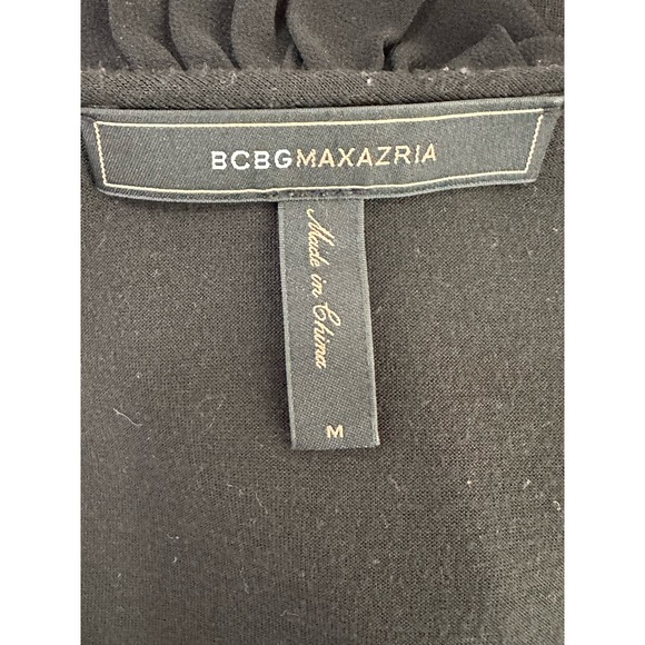 BCBGMaxAzria black ruffled short sleeves blouse size M - Picture 4 of 10